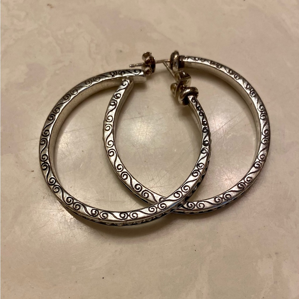 Brighton 1 1/2” Hoop Earrings with Cubic Zirconia